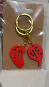 Couple keychain heart LOVE split, romantic keychain, unique gift for couples, keychains with steel ring, boyfriend and girlfriend gift