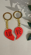 Couple keychain heart LOVE split, romantic keychain, unique gift for couples, keychains with steel ring, boyfriend and girlfriend gift