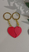 Couple keychain heart LOVE split, romantic keychain, unique gift for couples, keychains with steel ring, boyfriend and girlfriend gift